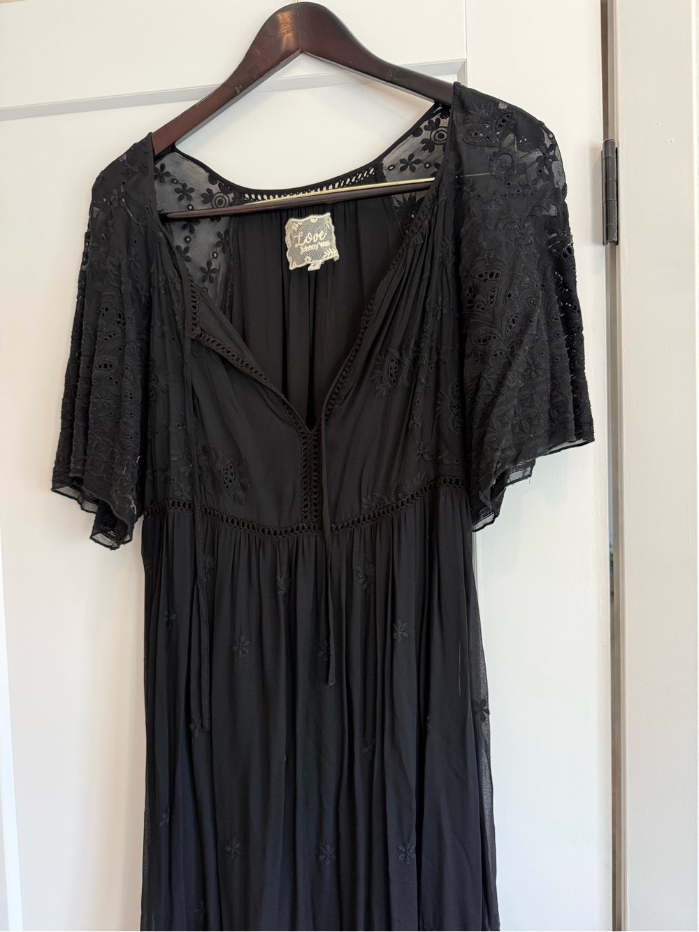 Johnny Was black Embroidered Boho Maxi Dress
